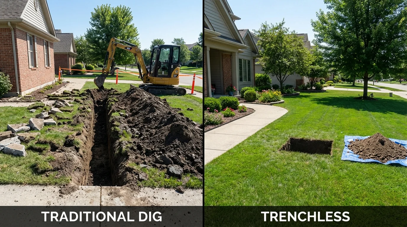 Trenchless sewer repair with minimal yard damage versus traditional excavation in Alice, TX